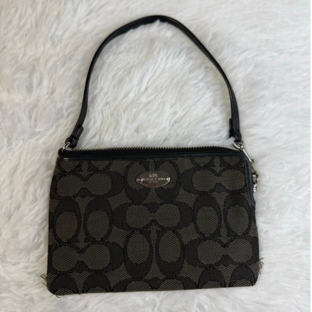 Coach Black Gray Wristlet